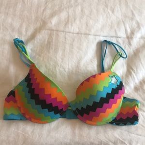 Funky rainbow chevron star push-up bikini top 36C